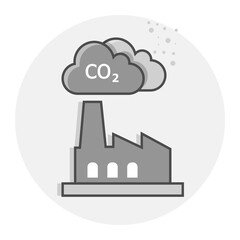 Factory Pollution Icon, Industrial CO2 Emissions, Environmental Impact Symbol