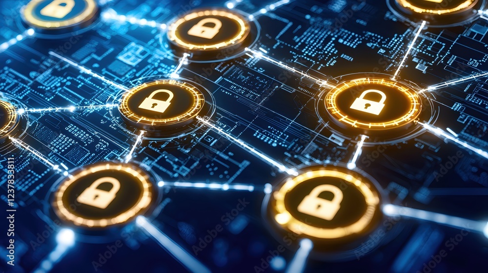 Poster secure digital network cyber security padlock system data protection