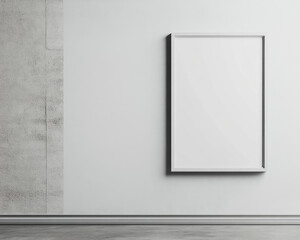 Minimalist Interior with Blank Picture Frame on Concrete Wall for Modern Home Decor Inspiration