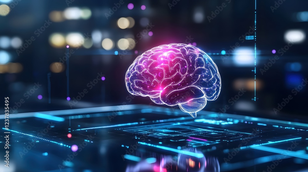 Aufkleber digital brain neural network artificial intelligence technology concept