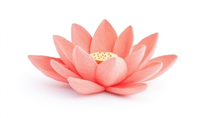 Delicate pink lotus flower with soft petals, showcasing beauty and tranquility against a white backdrop