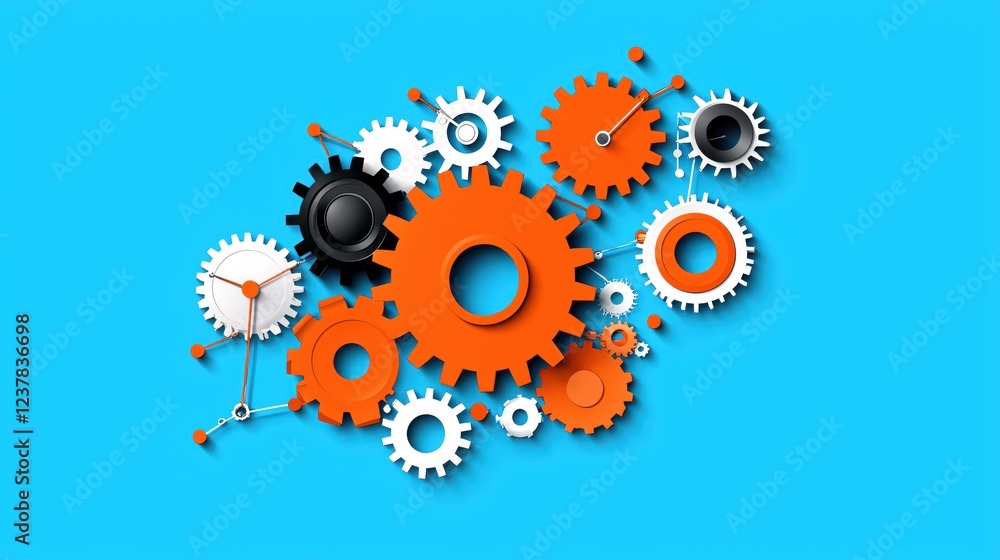 Poster interlocking gears teamwork collaboration modern design abstract background