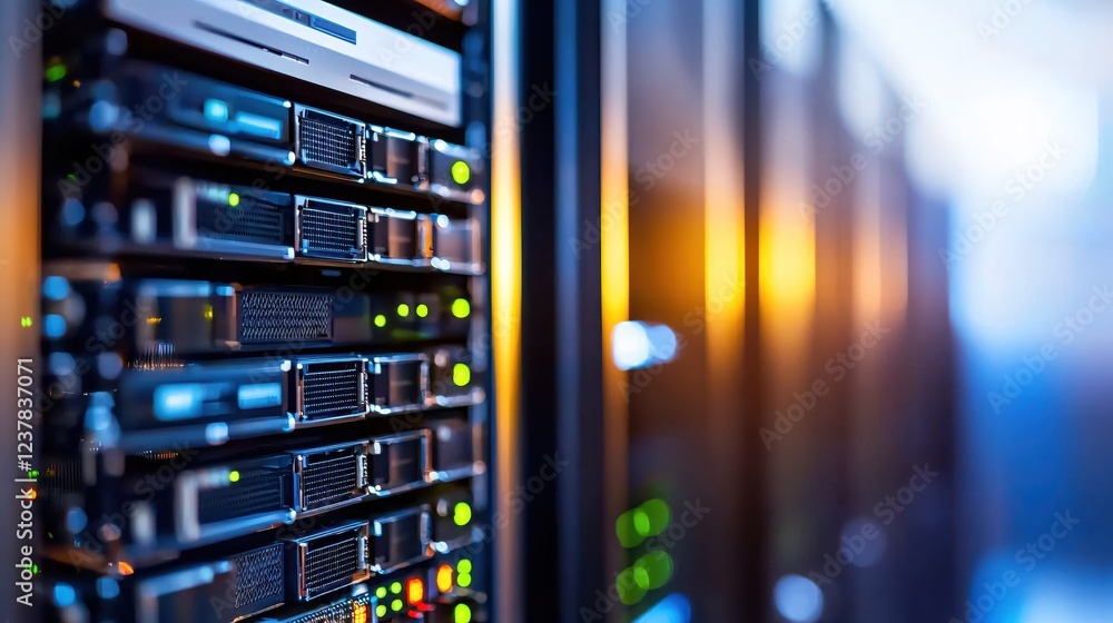 Aufkleber modern server rack close up data center technology