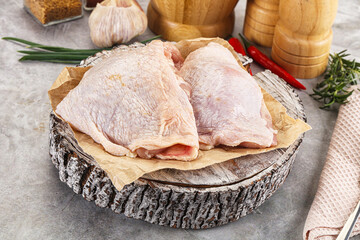 Raw chicken thigh for cooking