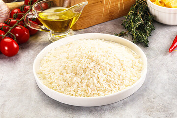 Dry Arborio rice for risotto
