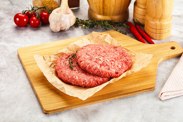 Raw beef minced meat cutlet