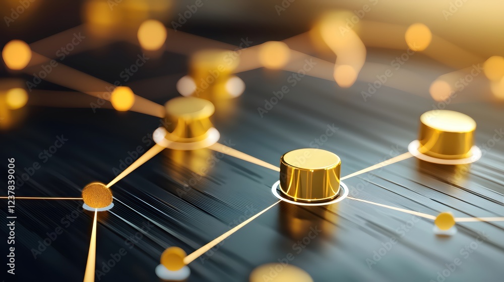Poster Golden Network Nodes Abstract Technology Connection