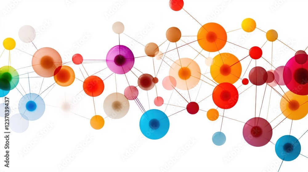 Poster Colorful Abstract Network Connection Dots Lines Design