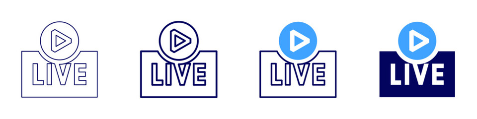 Streaming tricks icon in 4 different styles. Thin Line, Line, Bold, and Bold Line. Duotone style. Editable stroke