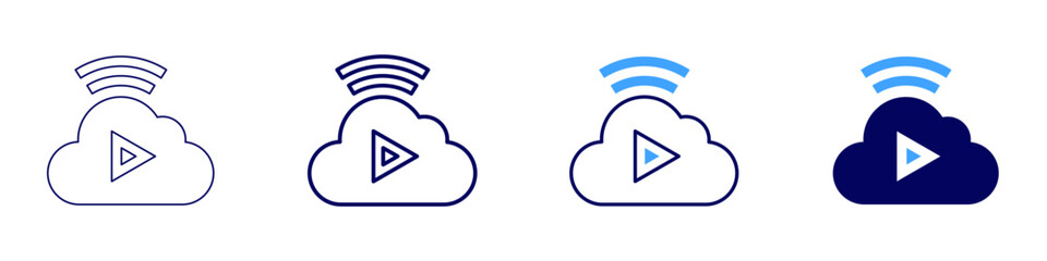 Video stream icon in 4 different styles. Thin Line, Line, Bold, and Bold Line. Duotone style. Editable stroke