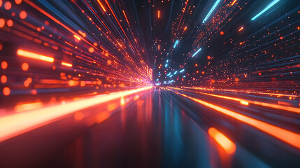 Obraz premium Abstract light streaks tunnel, speed, motion, background