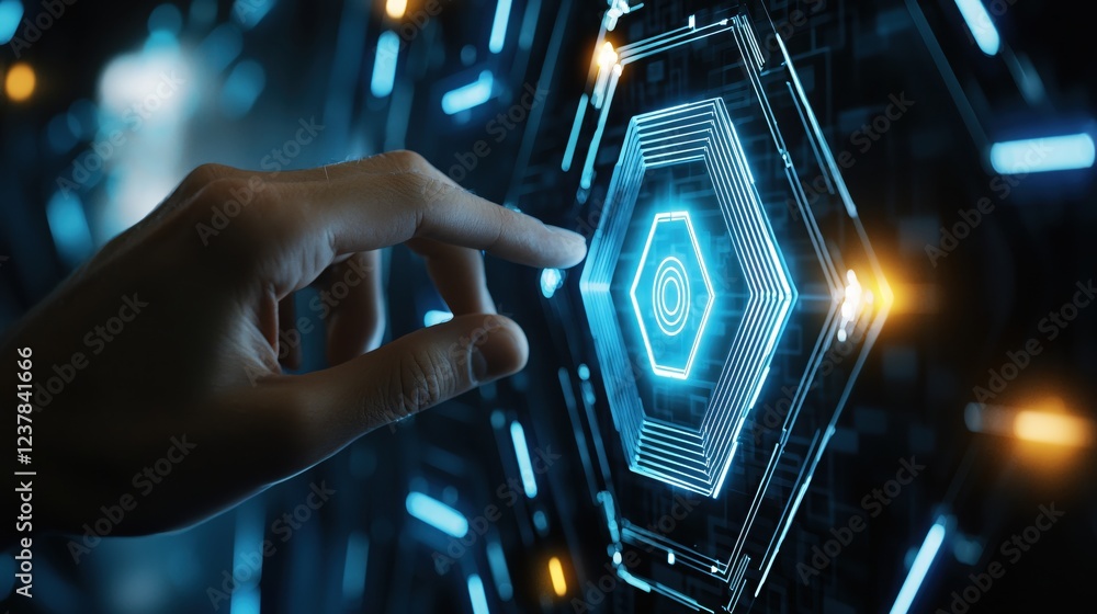 Aufkleber futuristic technology interface hand interaction digital innovation