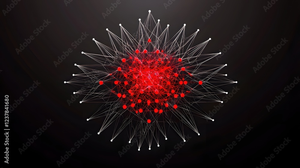Poster Abstract Red and White Network Connection Sphere Design