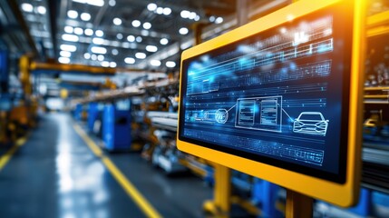 Obraz premium Modern Automotive Factory Smart Screen Display Technology Innovation