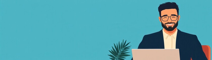 Smiling worker at desk celebrates wage increase, reflecting job satisfaction and professional growth.