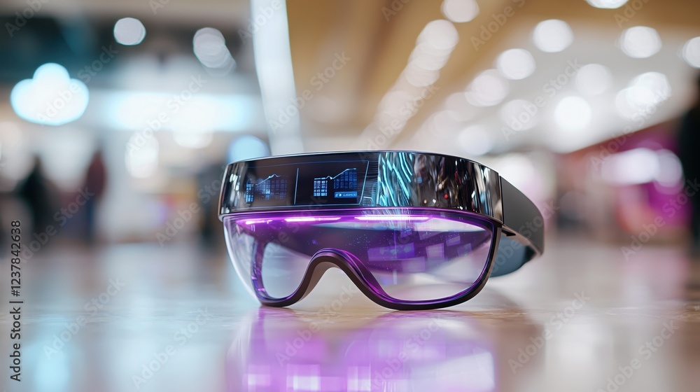 Aufkleber Futuristic Smart Glasses Displaying Data in Modern Setting
