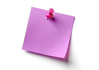 Macro Close-up of Violet Sticky Note with Pink Pin - Vibrant Office Stationery