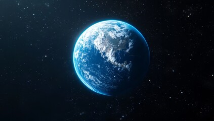Obraz premium Earth, space, planet, cosmos, background, stars, globe, blue, 3D, render, environmental