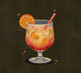Alcoholic cocktail on a bright plain background beautifully decorated