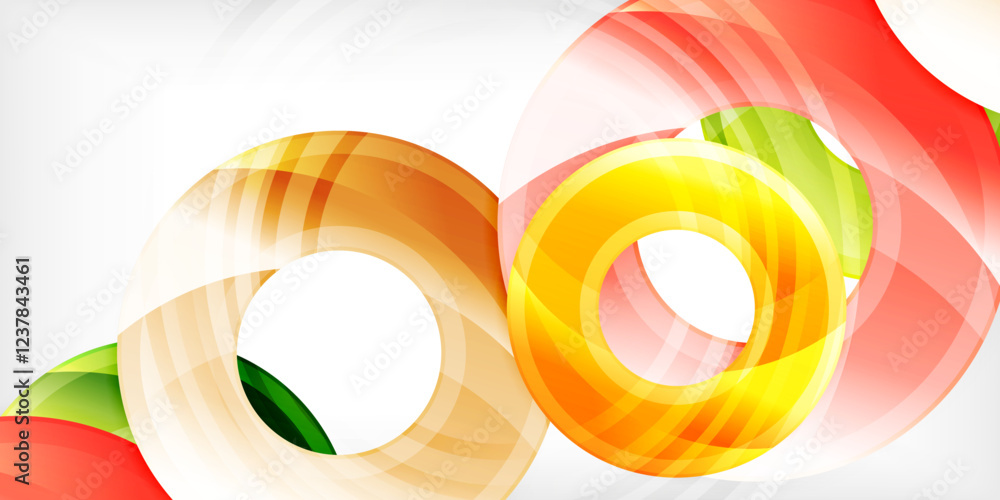 Poster bright colorful circles with light effects. abstract background