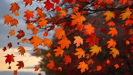 Falling Autumn Leaves: Vibrant Seasonal Stock Photo