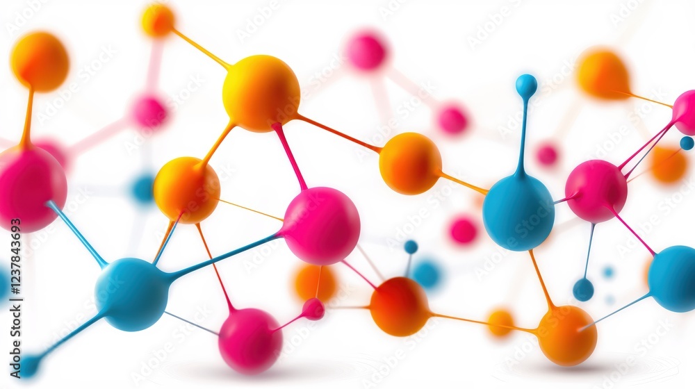 Poster Vibrant Molecular Structure Colorful Abstract Science Network