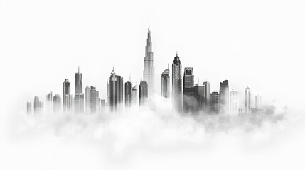 Naklejka premium White background, skyscrapers