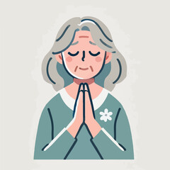Grandmother in Prayer Peaceful Serenity and Faith Illustration
