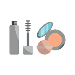 Powder puff and mascara set beauty salon icon represents elegance and makeup essentials, perfect for beauty salon branding, cosmetic designs, and fashion illustrations.
