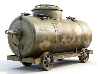 Vintage Metal Tank with Handle - Rustic Industrial Storage Container