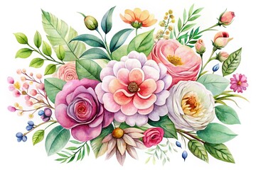 Fototapeta premium Watercolor Floral Design: Loose Artistic Style, High-Resolution Stock Photo