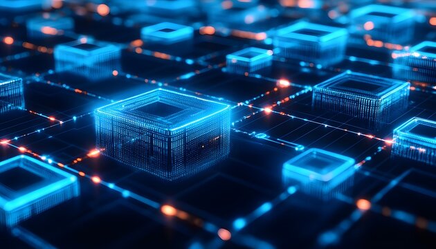 Abstract Digital Cubes Network Data Flow