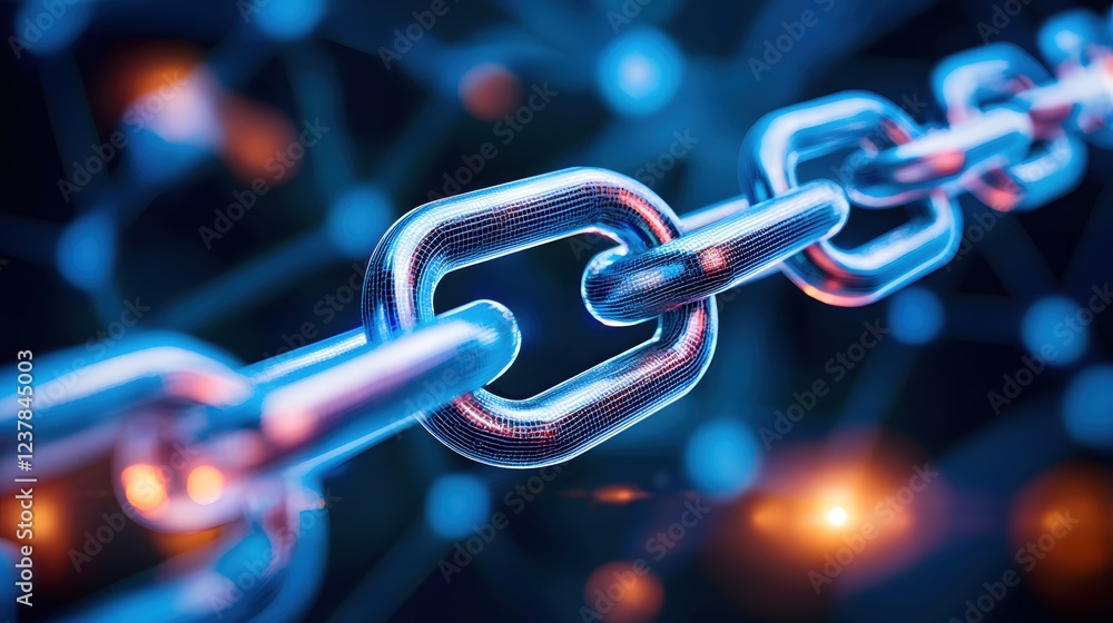 Poster futuristic digital chain link network security technology concept