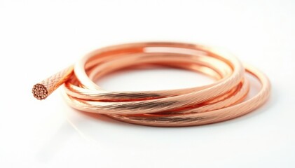 Fototapeta premium Isolated copper wire coiled on a white background cable, white background, isolated, wire
