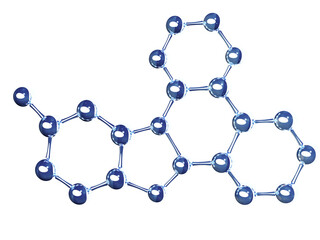 Model of abstract molecular structure. Glass atom model. Isolated on white background. 3d render