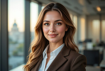 Fototapeta premium Headshot Professional Woman in Corporate Setting