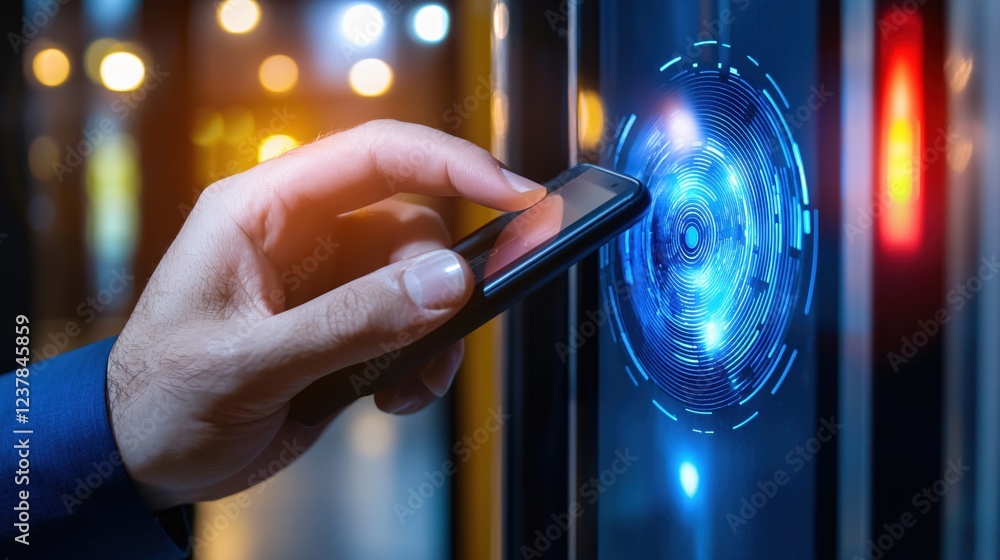 Poster Secure Mobile Access Futuristic Technology Digital Smartphone Interface