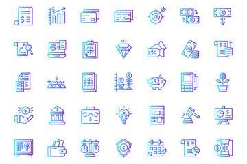 Financial Line Editable Icons set, Business and Investment Strategy Illustration Set