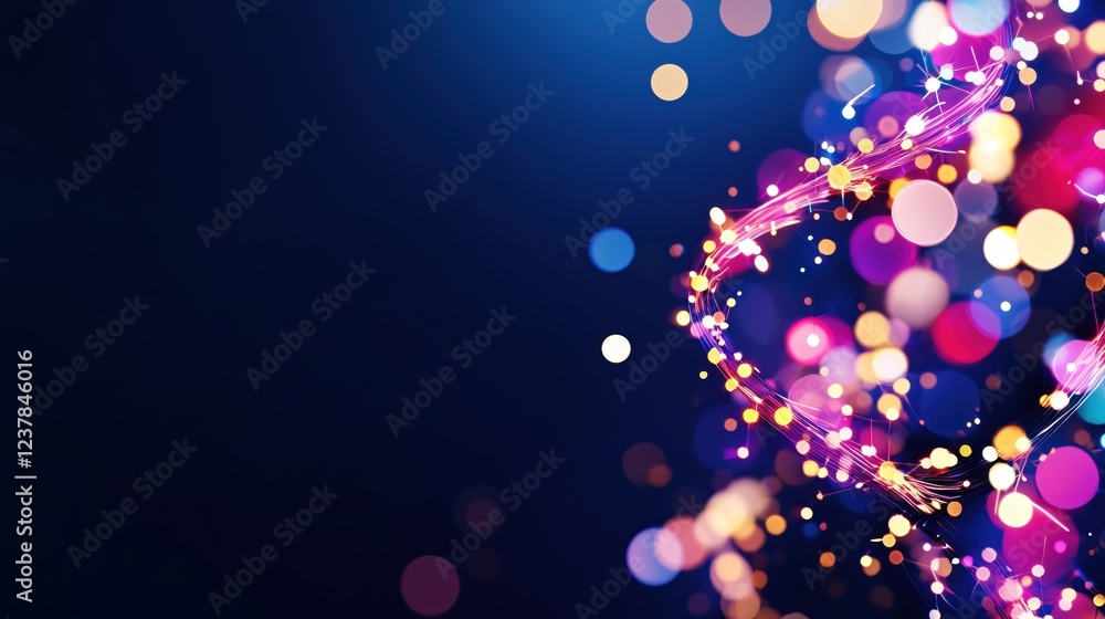 Fototapete abstract vibrant light trails and sparkling bokeh background