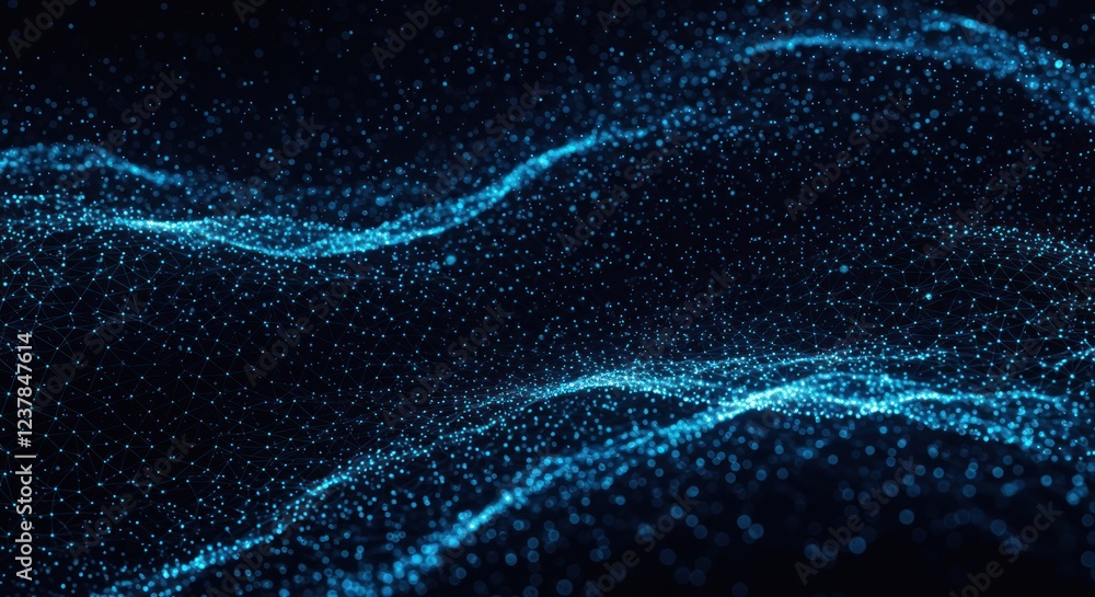 Poster abstract blue digital wave: a mesmerizing visualization of data flow and connectivity in a digital l