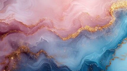 Obraz premium Abstract Pink, Blue and Gold Marble Texture: A Serene Artistic Creation