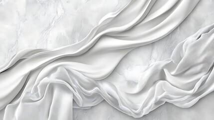 Obraz premium White Fabric Draped Elegantly on Marble Background