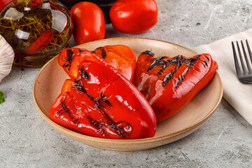 Grilled red bell pepper snack appetizer
