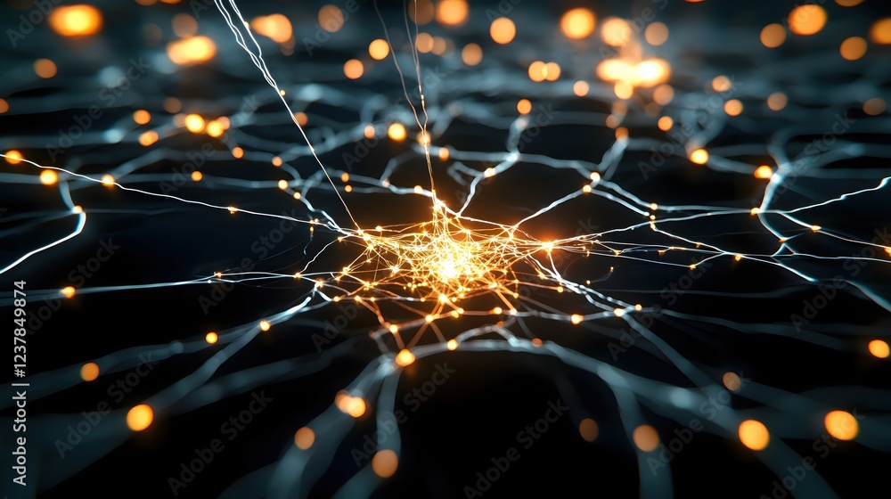 Poster abstract neural network glowing connections digital technology