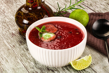 Sweet watermelon gazpacho with cucmber