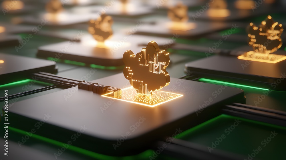 Poster golden cloud computing network digital server technology innovation