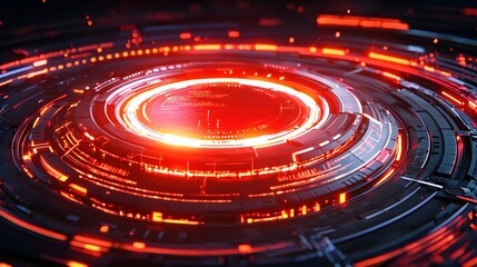 Fototapeta premium Futuristic Red Technology Interface Digital Circle Abstract Background