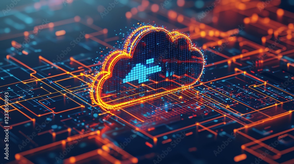 Aufkleber digital cloud network data technology innovation abstract concept