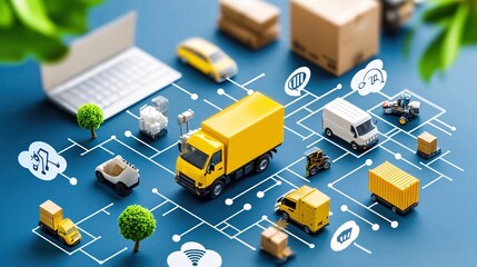 Fototapeta premium Smart Logistics Network Efficient Delivery System Global Trade Technology