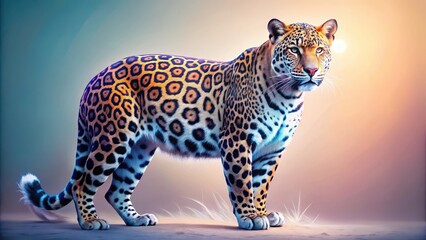 Fototapeta premium Majestic Jaguar in Vibrant Hues, a Captivating Portrait of Wild Beauty and Untamed Elegance